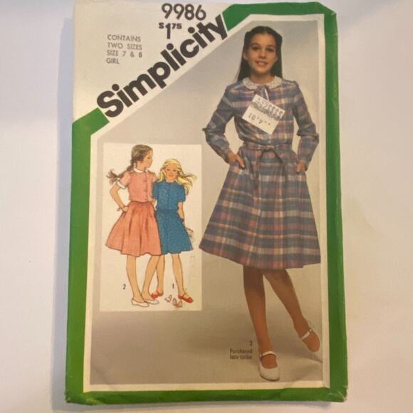Simplicity 9986 Pattern Dress Girls 8 Vintage Modest Schoolgirl Midi Classic - Picture 2 of 6